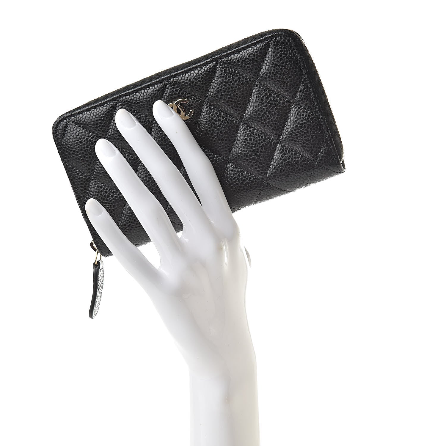 Chanel Caviar Quilted Small Zip Around Wallet Black 2 of 9