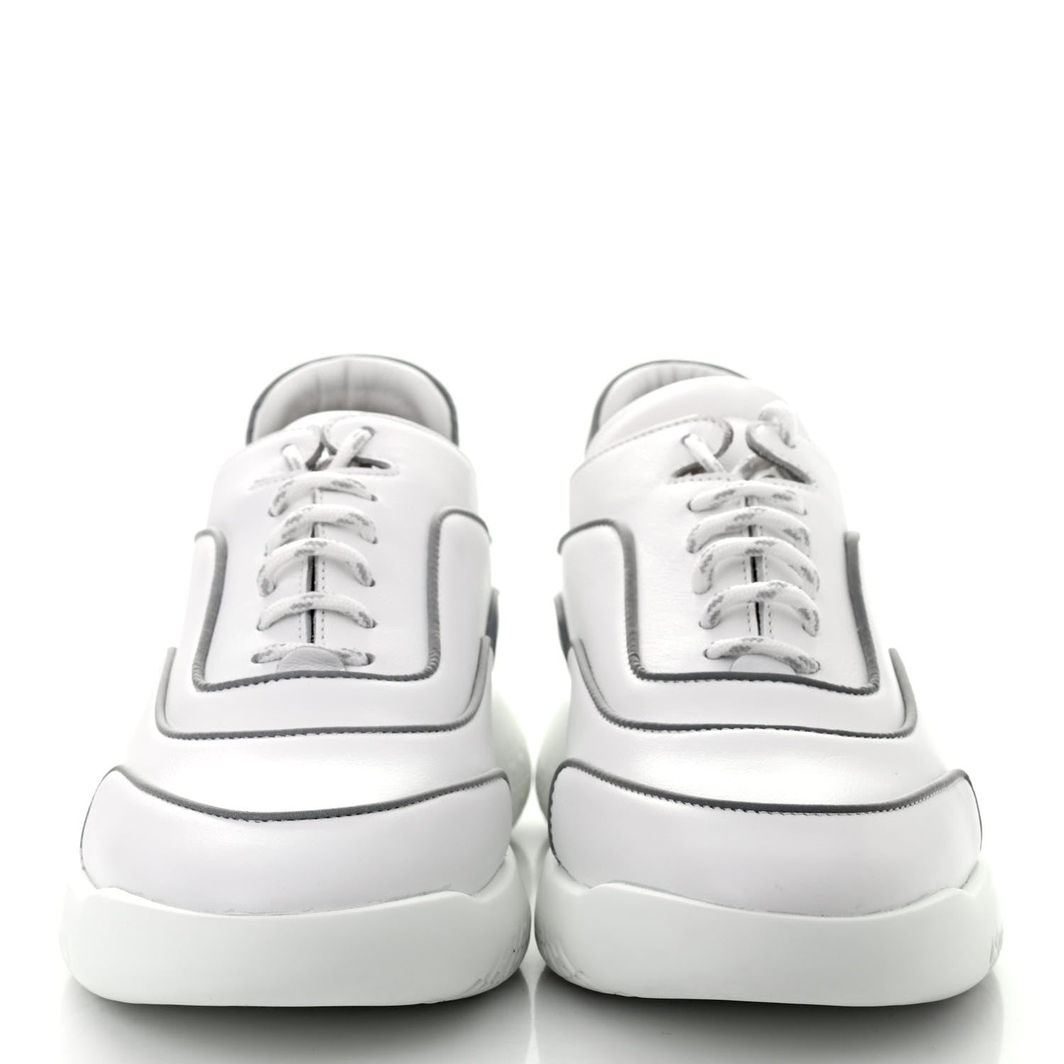 Hermes Calfskin Reflective Volte Sneakers 37.5 White Gris 2 of 8