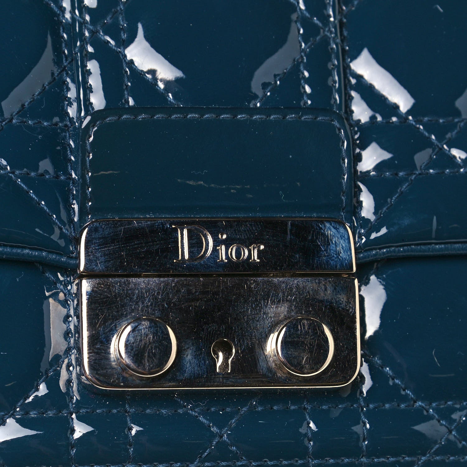 Christian Dior Patent Cannage New Lock Pouch Blue 13 of 13