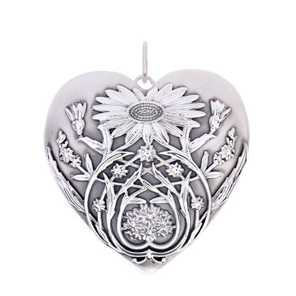 Tiffany Sterling Silver Large Ziegfeld Daisy Heart Locket Pendant 1 of 4