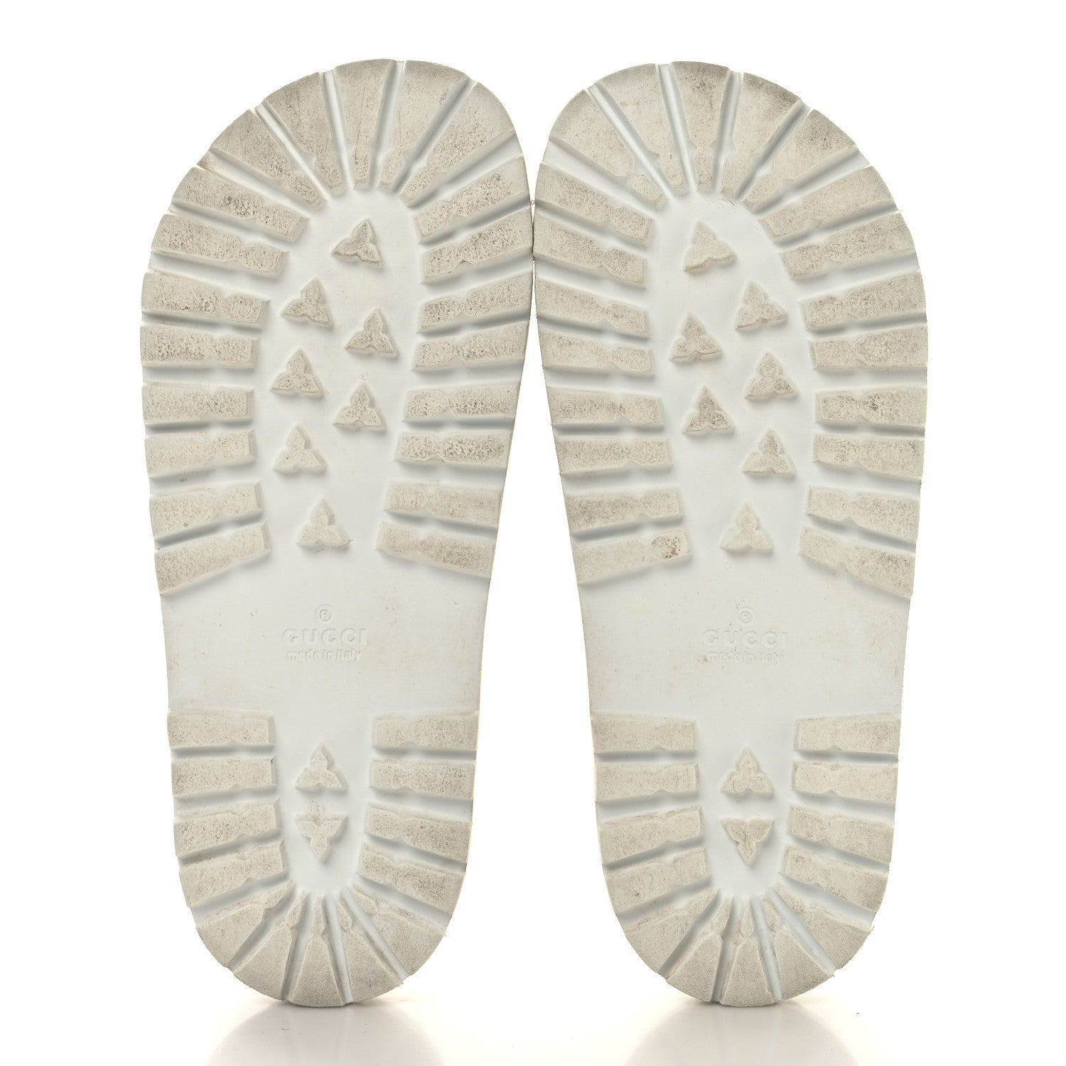Gucci Rubber Web Mens Lug Sole Slide Sandals Great 5 White Green Red 6 of 10