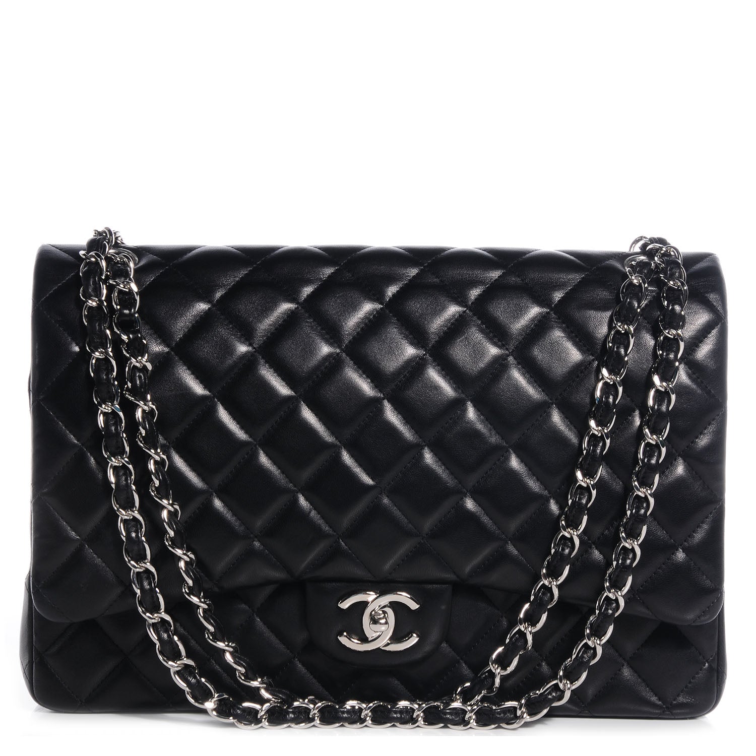 Chanel Lambskin Quilted Maxi Double Flap Black 1 of 8