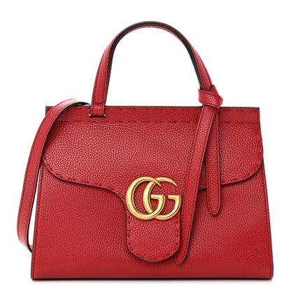 Gucci Calfskin Mini GG Marmont Top Handle Bag Vulcanic Red 1 of 17