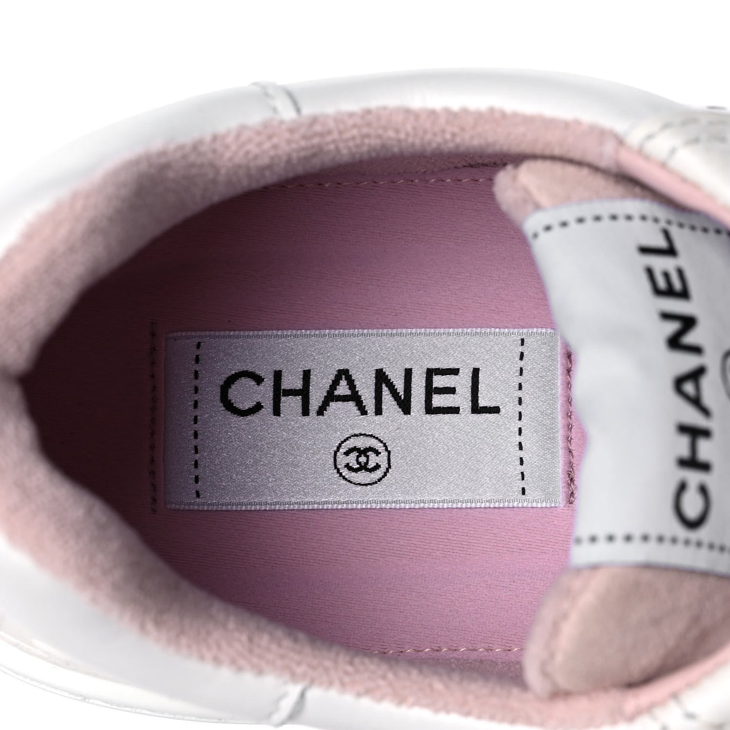 Grained Calfskin Fabric Womens Logo Sneakers 40.5 White Pink