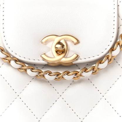 Chanel Shiny Aged Calfskin Quilted Nano Kelly Shopper White 8 of 11