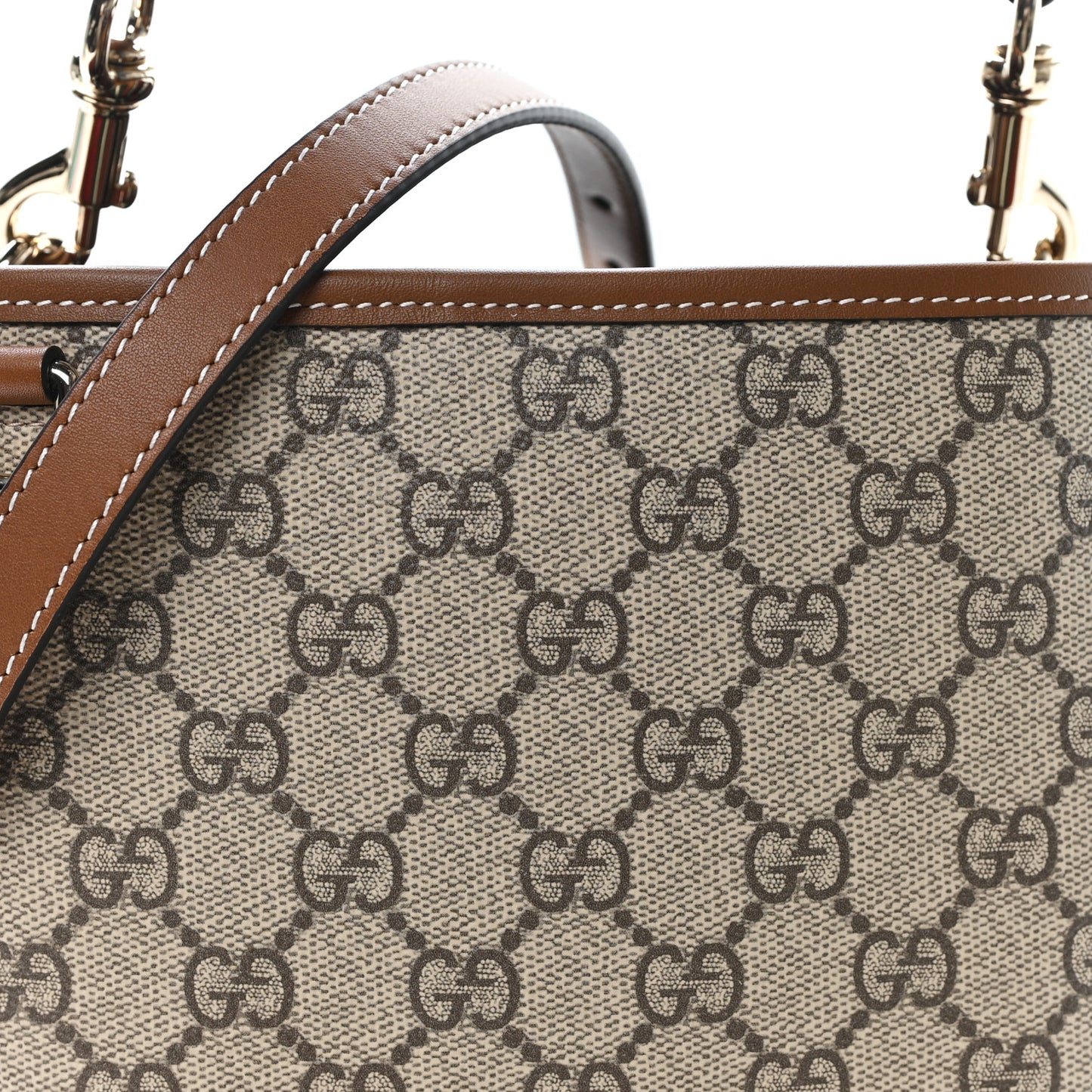 GG Supreme Monogram Emblem Mini Bucket Bag Beige Dark Brown