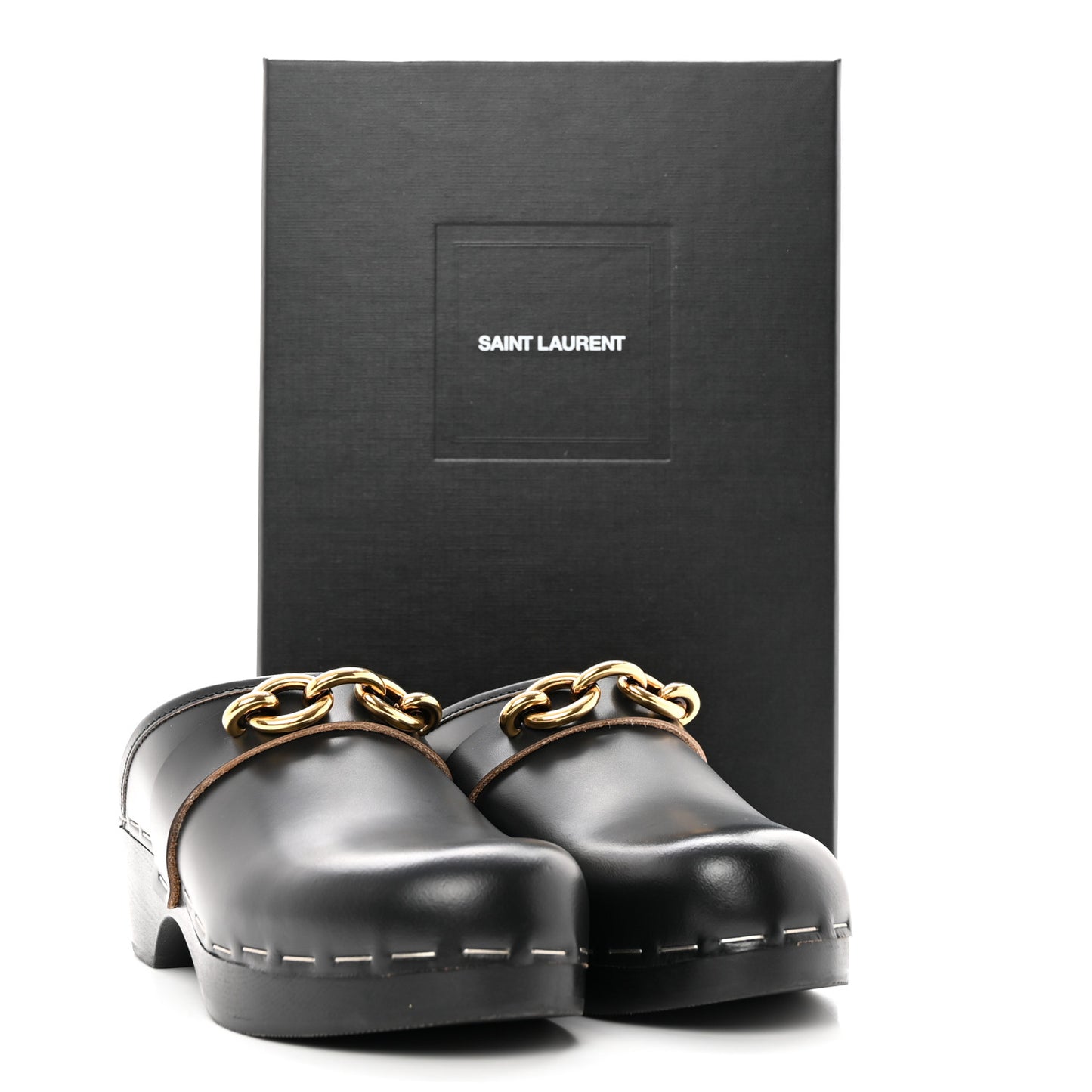 Smooth Calfskin Le Maillon Clogs 37 Black