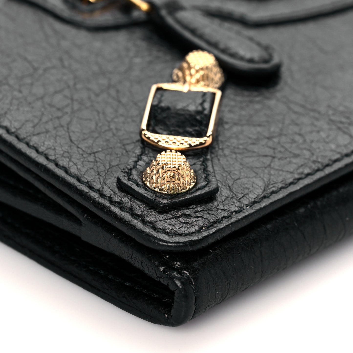 Agneau Giant 12 Gold Hardware Money Wallet Black