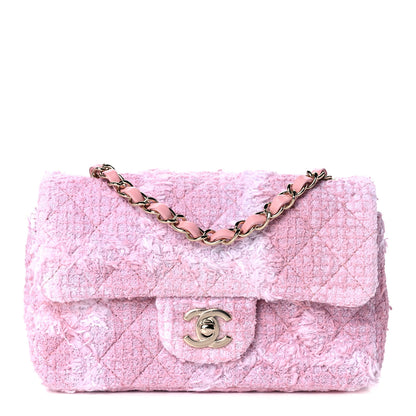 Chanel Tweed Quilted Mini Rectangular Flap Light Pink White 1 of 11