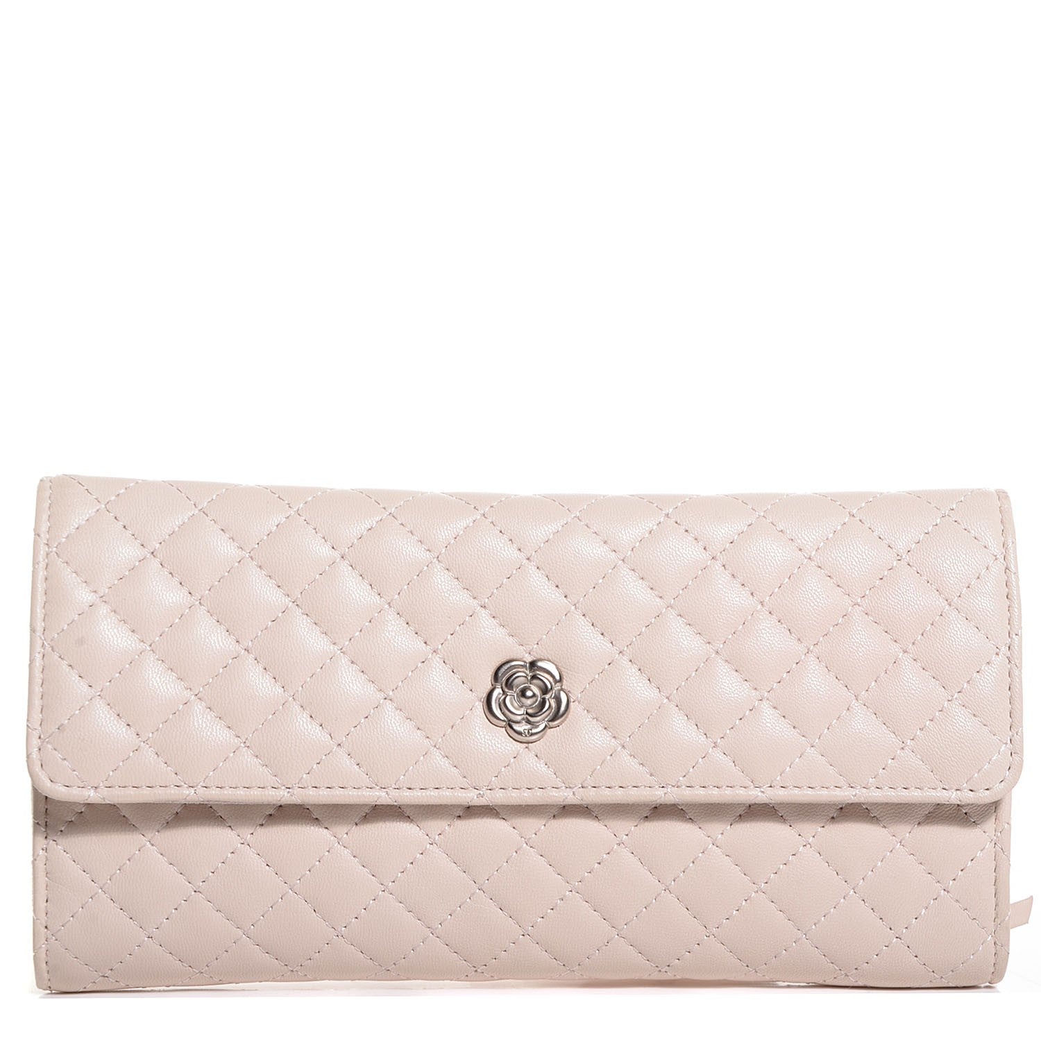 Chanel Lambskin Quilted Camellia Tri Fold Jewelry Case Light Pink 1 of 7
