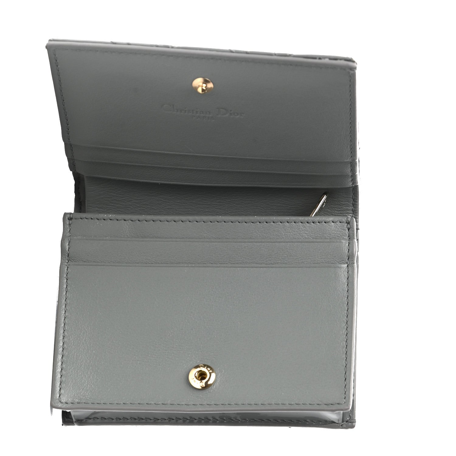 Christian Dior Patent Cannage Mini Lady Dior Wallet Gray Stone 7 of 7