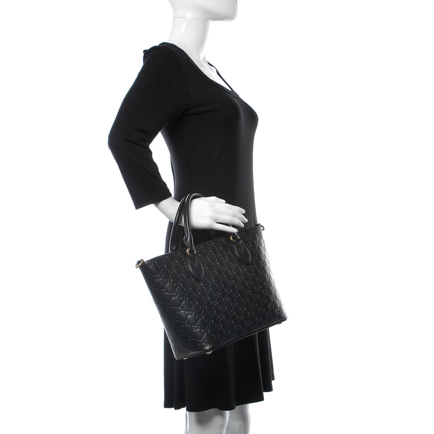Guccissima Small Zippered Bucket Tote Black