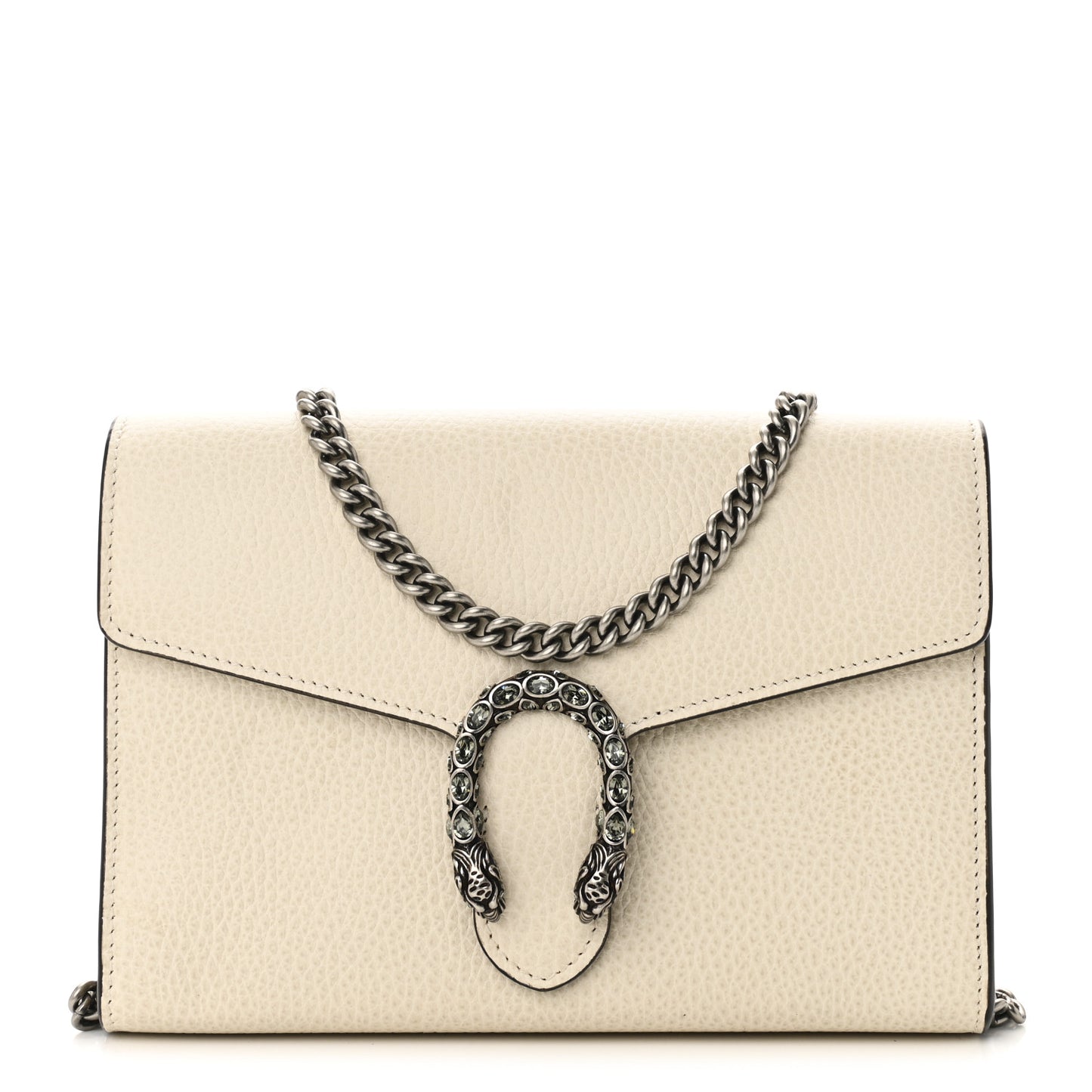 Dollar Calfskin Mini Dionysus Chain Wallet Mystic White