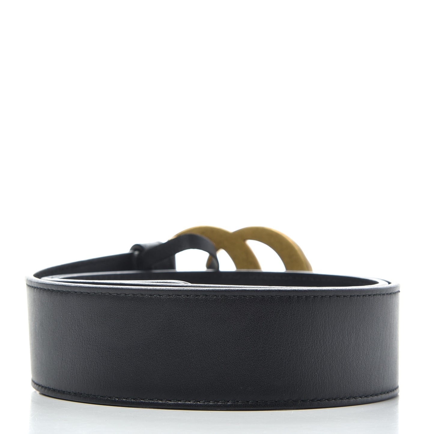 Moon Calfskin Pearl Double G 40mm Belt 85 34 Black Cream