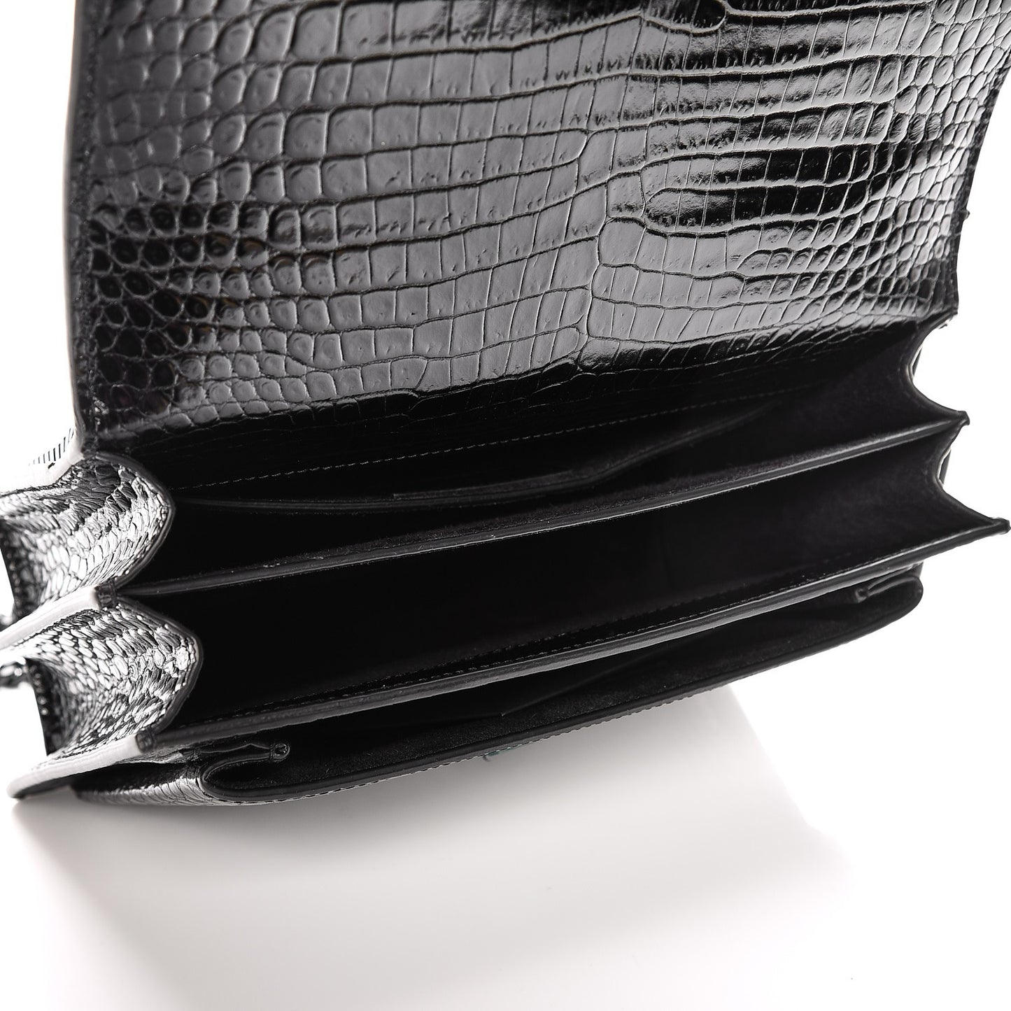 Calfskin Crocodile Embossed Medium Monochrome Monogram Sunset Black