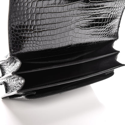 Saint Laurent Calfskin Crocodile Embossed Medium Monochrome Monogram Sunset Black 5 of 7