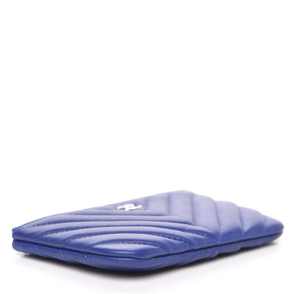 Chanel Lambskin Chevron Quilted Small Cosmetic Case Blue 4 of 8