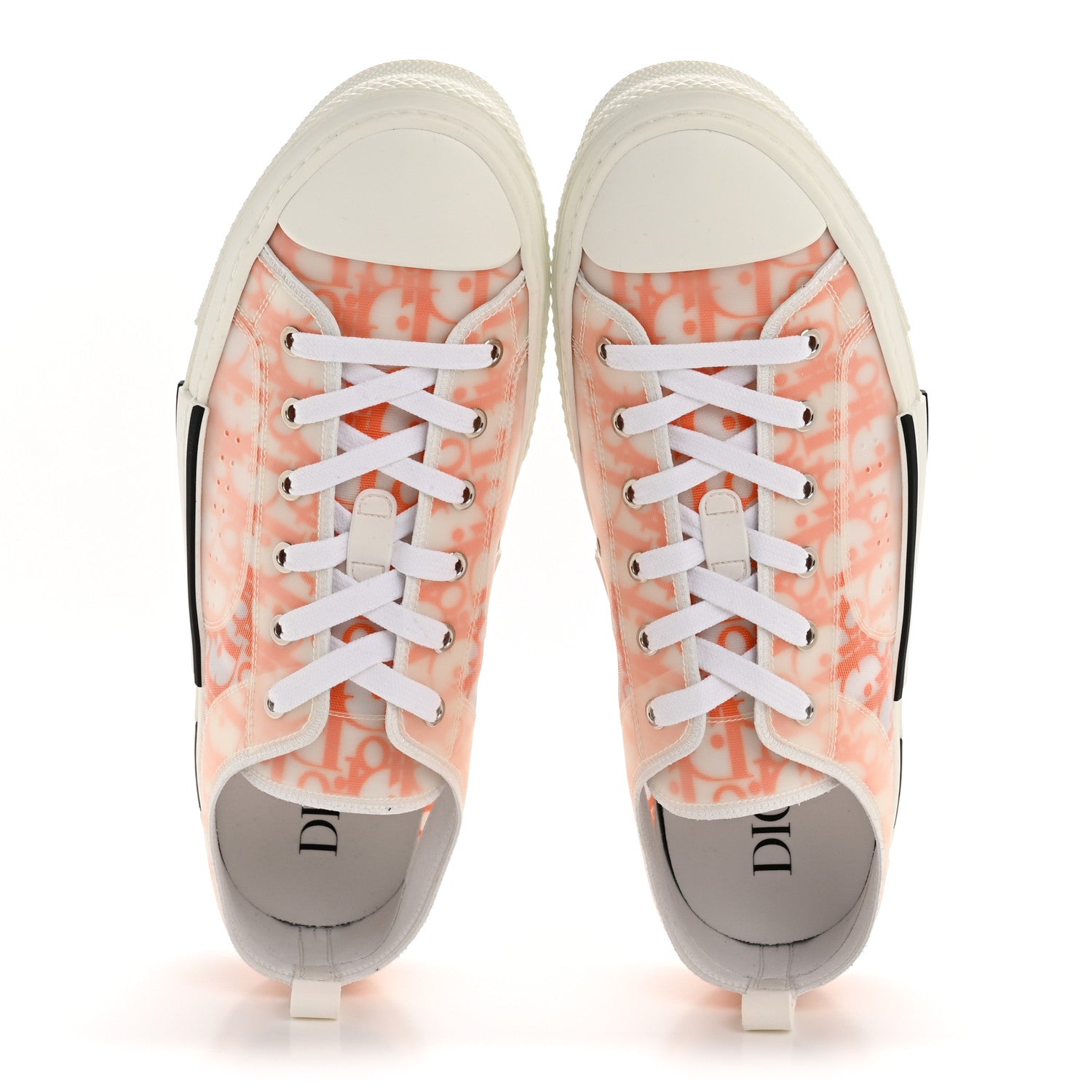 Christian Dior Technical Canvas Oblique Mens B23 Low Top Sneakers 46 White Orange 2 of 8