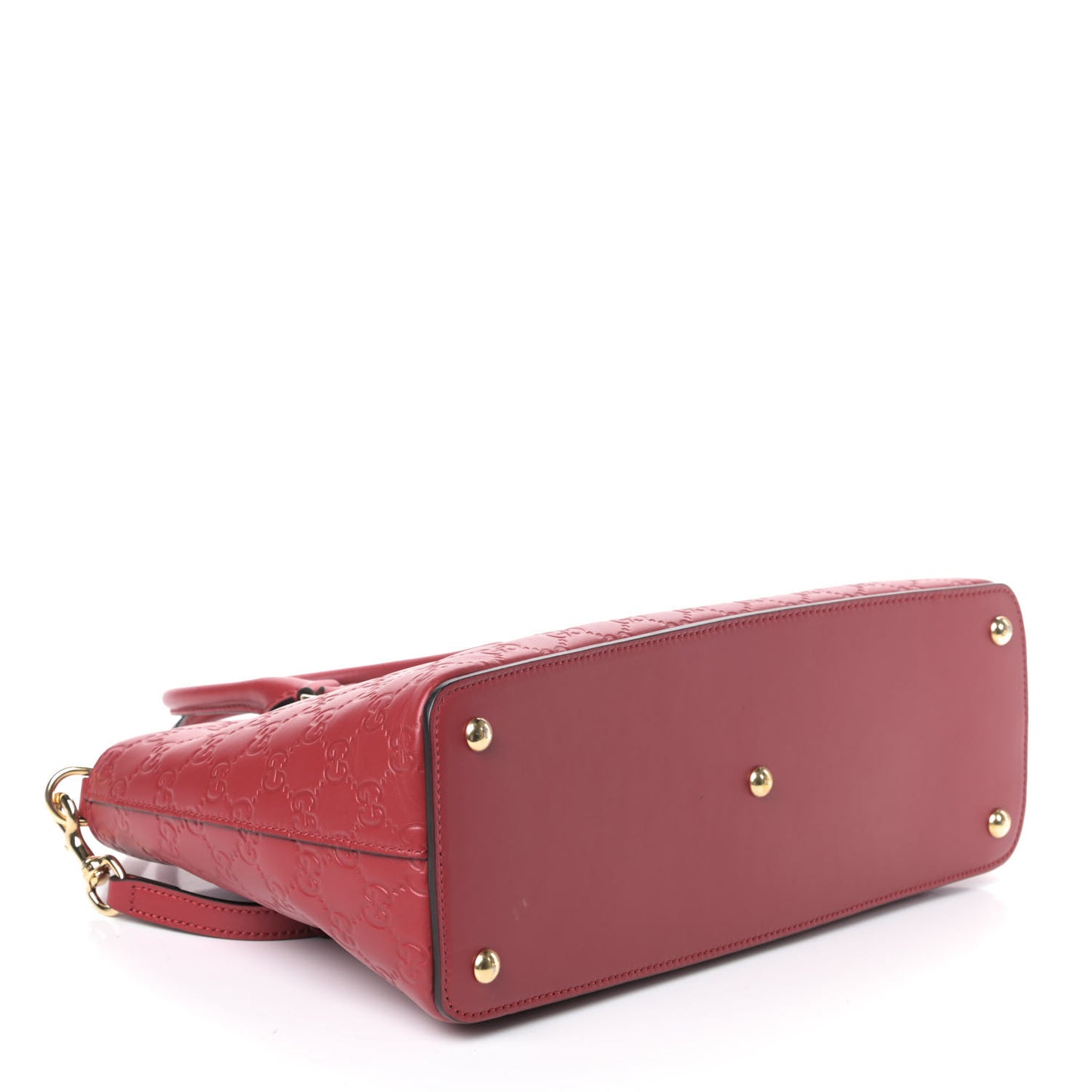 Guccissima Signature Nappa Small Zip Top Tote Hibiscus Red