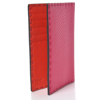 Fendi Cuoio Romano Selleria Bi-Color Passport Cover Fuxia Papavero 3 of 8