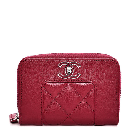 Chanel Sheepskin Quilted Mademoiselle Vintage Zip Coin Purse Pink 1 of 8