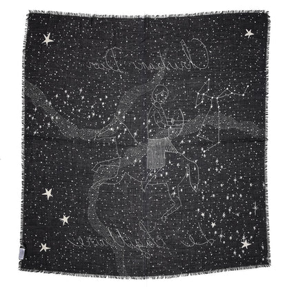 Christian Dior Wool Silk Astrological Sagittarius Constellation Scarf Stole Black 8 of 9