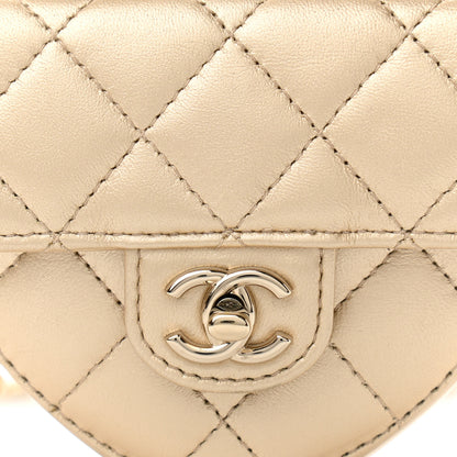 Chanel Metallic Lambskin Quilted CC In Love Heart Waist Belt Bag With Chain Gold 8 of 10