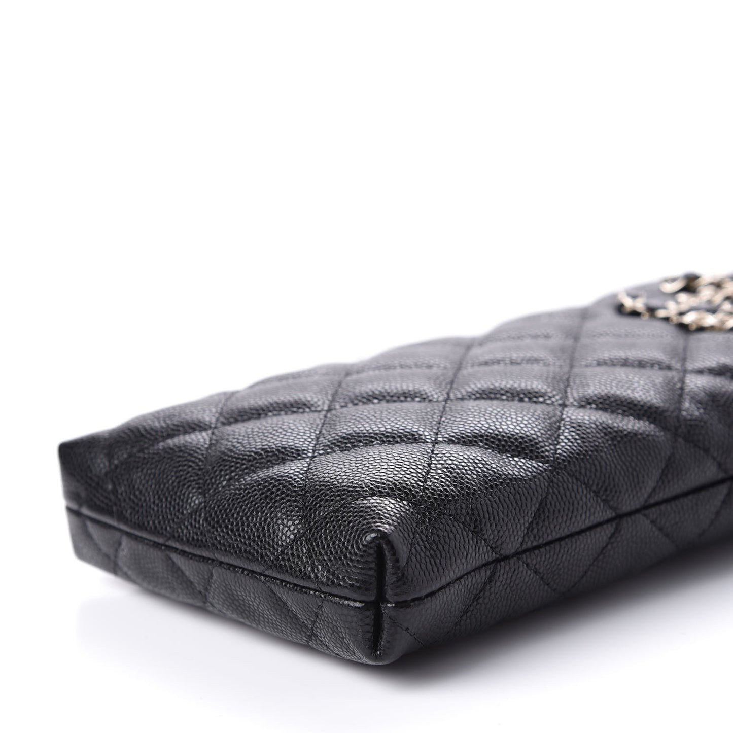 Caviar Quilted French New Wave Phone Holder With Chain Black