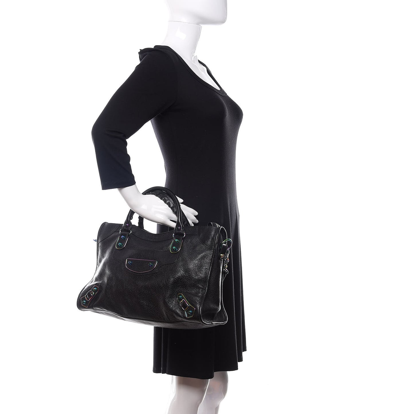 Chevre Iridescent Metallic Edge Hardware City Black