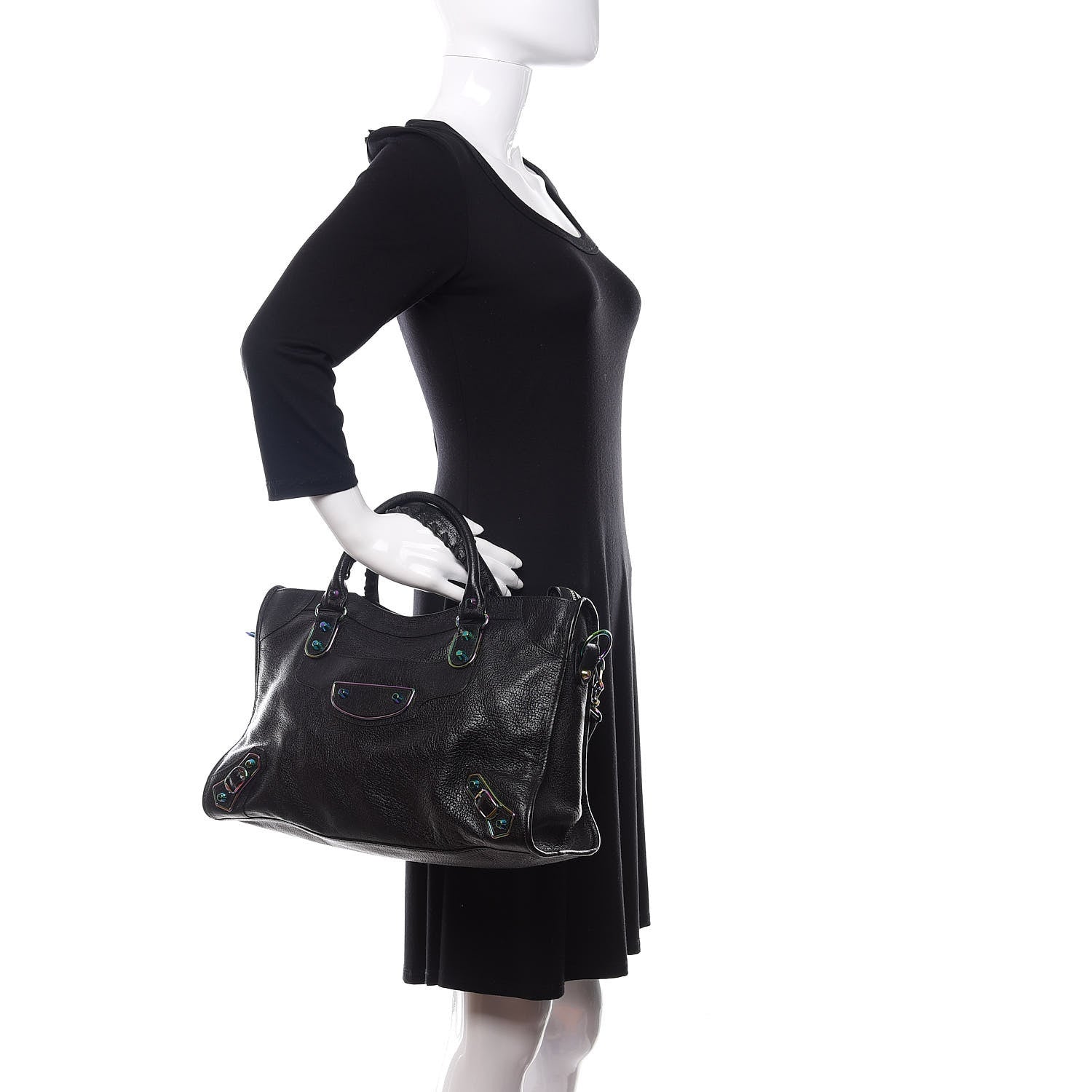 Balenciaga Chevre Iridescent Metallic Edge Hardware City Black 3 of 10