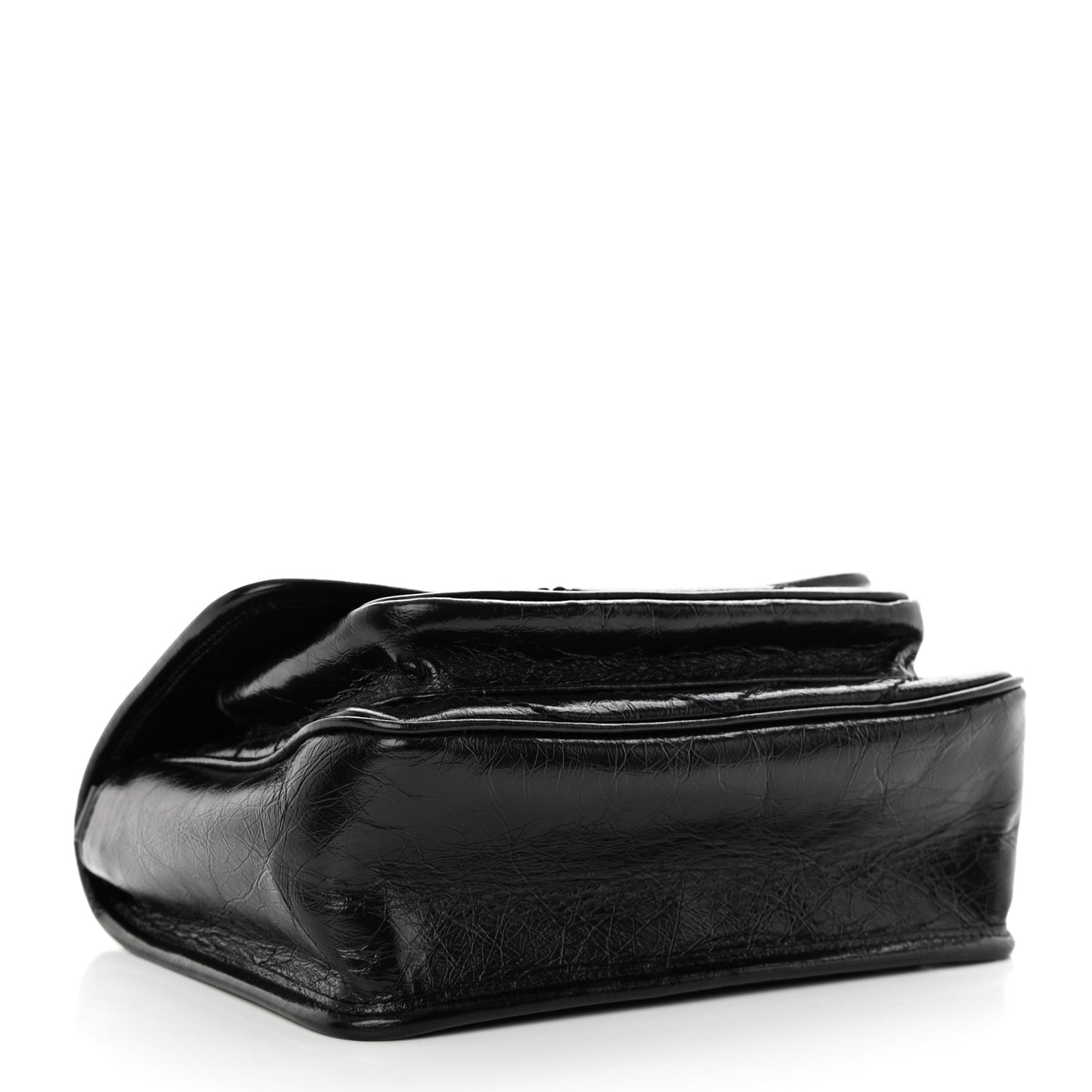 Crinkled Lambskin Matelasse Monogram Baby Niki Chain Satchel Black
