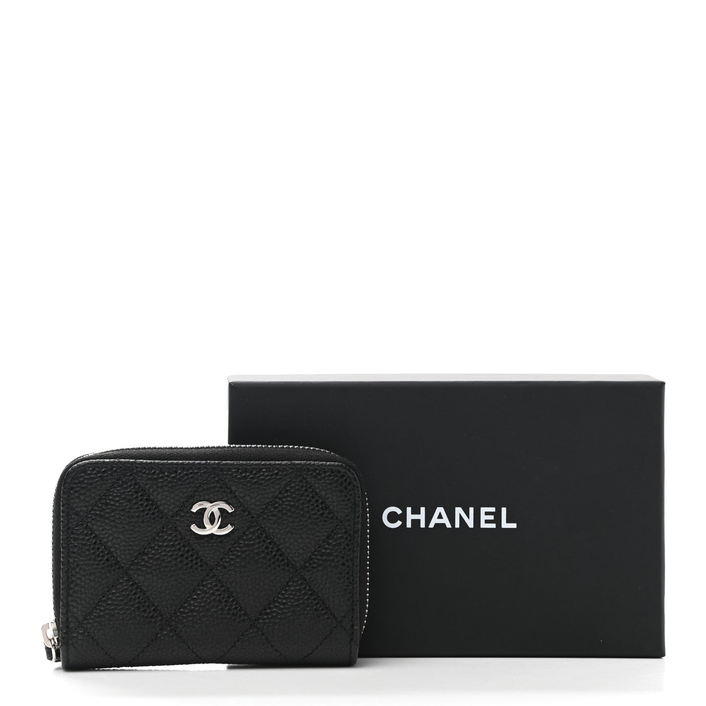 Caviar Quilted Classic Zipped Coin Purse Black