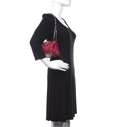 Valentino Garavani Vitello Rockstud Mini Chain Shoulder Bag Raspberry 2 of 9