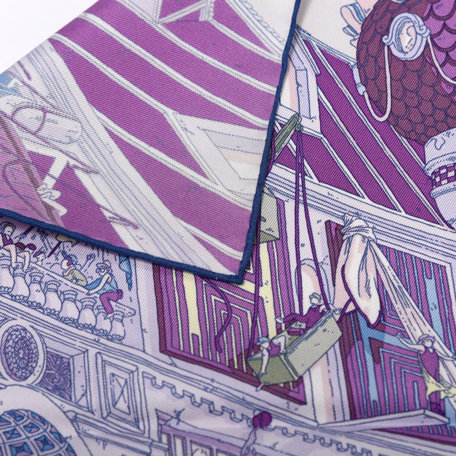 Hermes Silk Le Grand Prix Du Faubourg Scarf 90 Mauve Violet Jaune Soufre 2 of 4