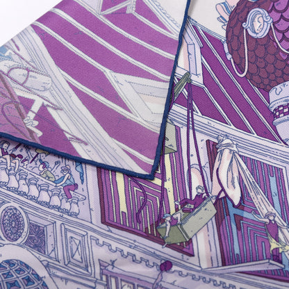 Hermes Silk Le Grand Prix Du Faubourg Scarf 90 Mauve Violet Jaune Soufre 2 of 4
