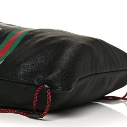 Gucci Calfskin Logo Drawstring Backpack Black 9 of 12