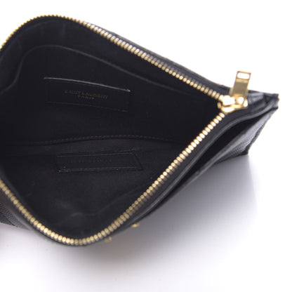 Saint Laurent Grain De Poudre Chevron Monogram Bill Pouch Black 5 of 7