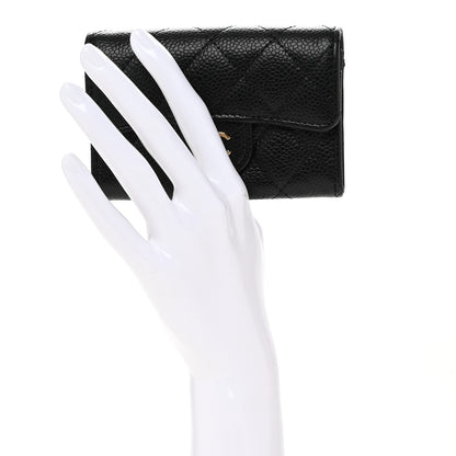 Chanel Caviar Quilted Flap Card Holder Wallet Black 2 of 9