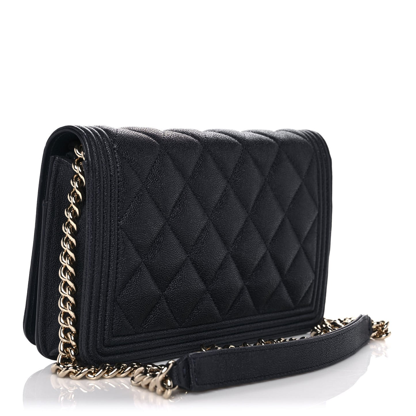 Caviar Quilted Boy Wallet On Chain WOC Navy