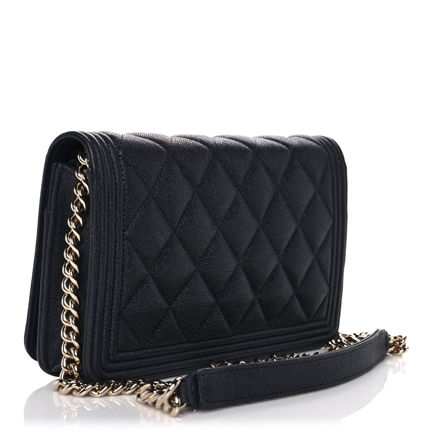 Chanel Caviar Quilted Boy Wallet On Chain WOC Navy 3 of 9