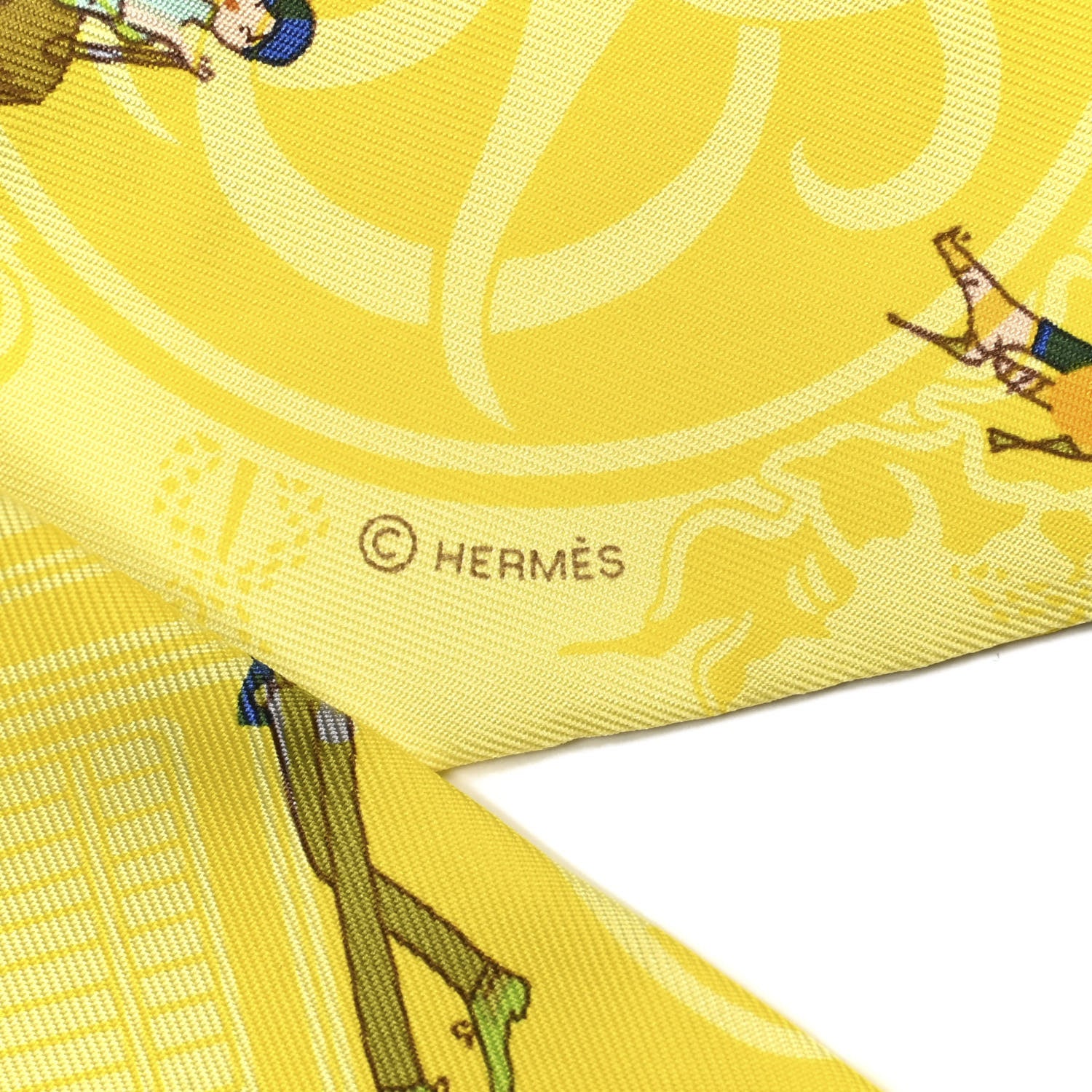 Hermes Silk Ex-Libris Les Parisie Twilly Jaune Soufre Gris 3 of 3