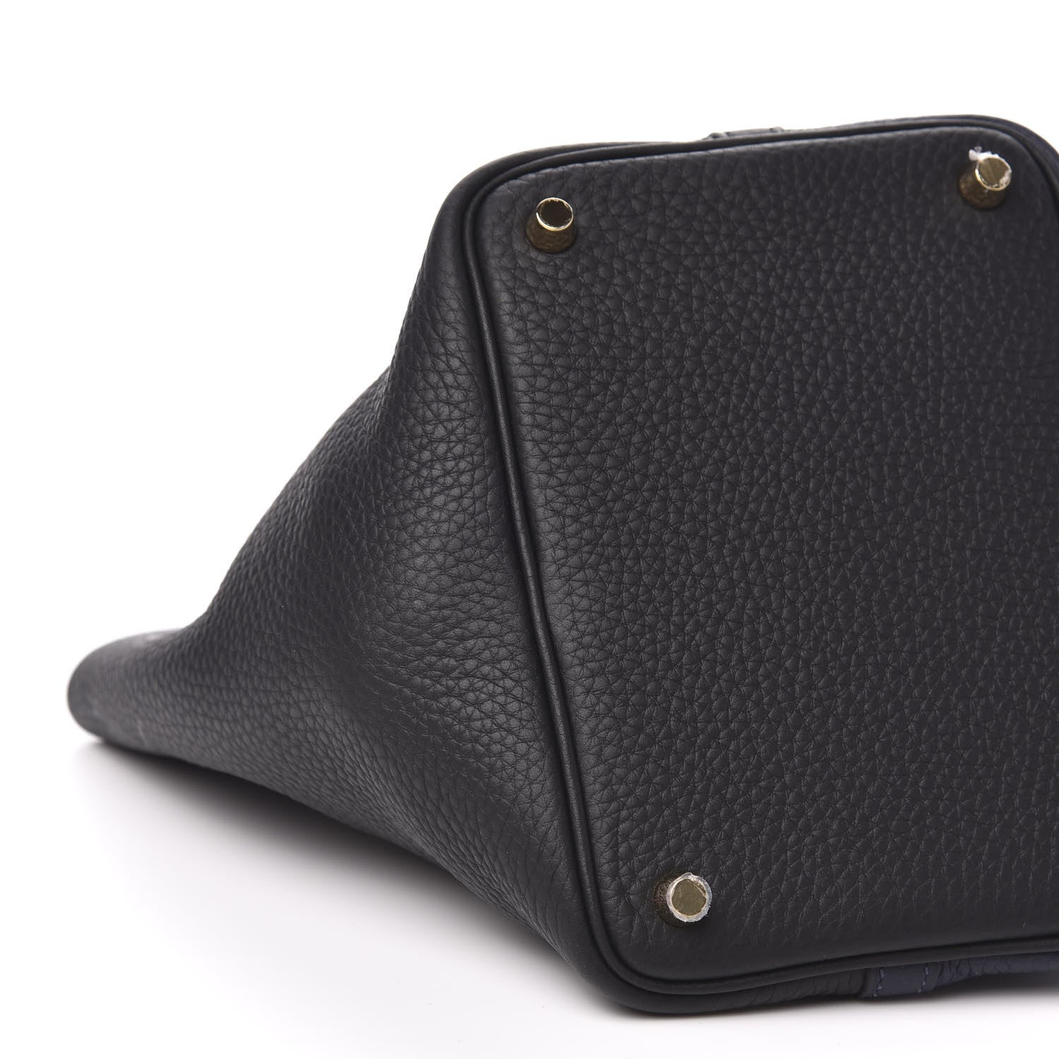 Hermes Taurillon Clemence Casaque Picotin Lock 18 PM Blue Nuit Black Bleu Frida 8 of 12