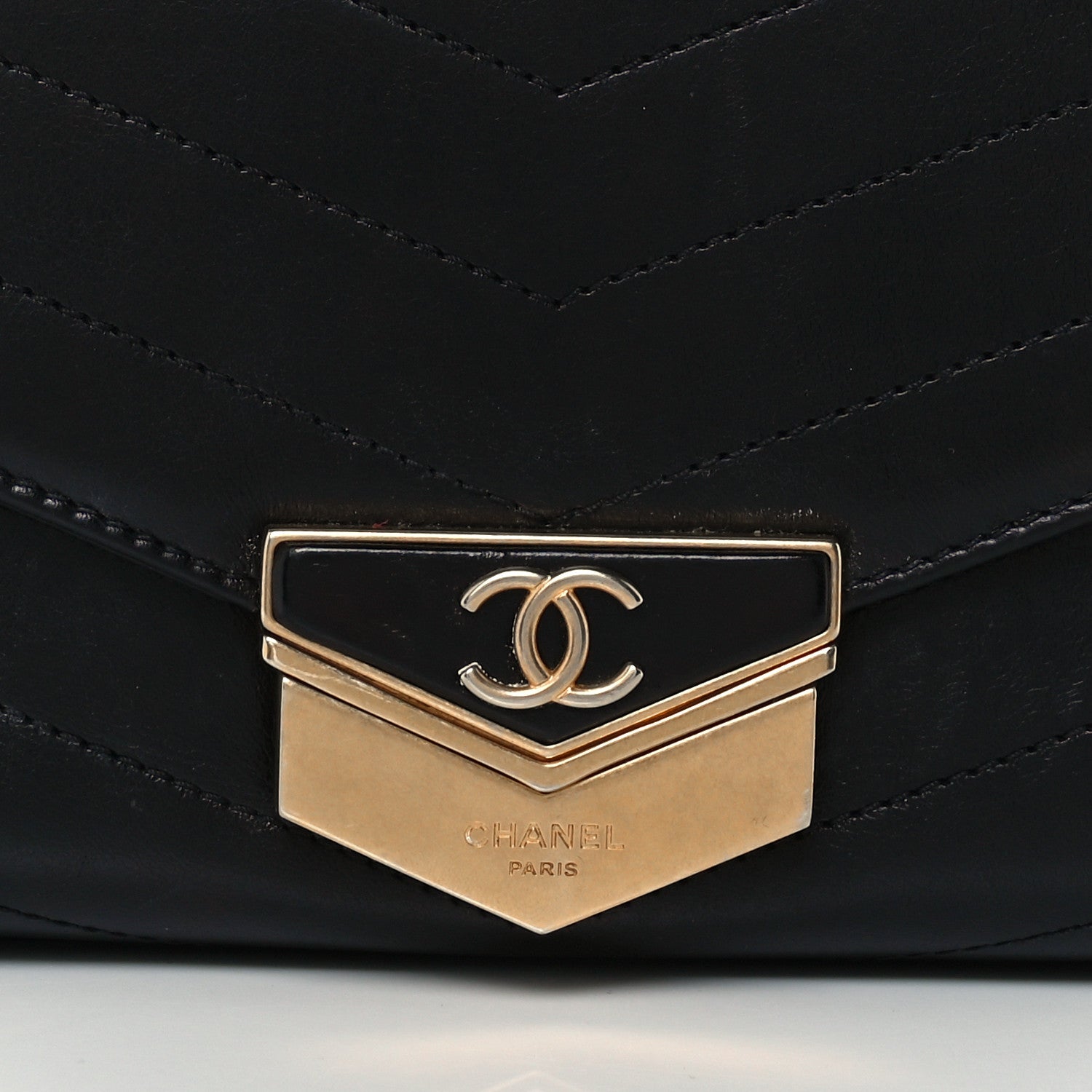 Chanel Calfskin Chevron Quilted Medal Flap Black 8 of 10