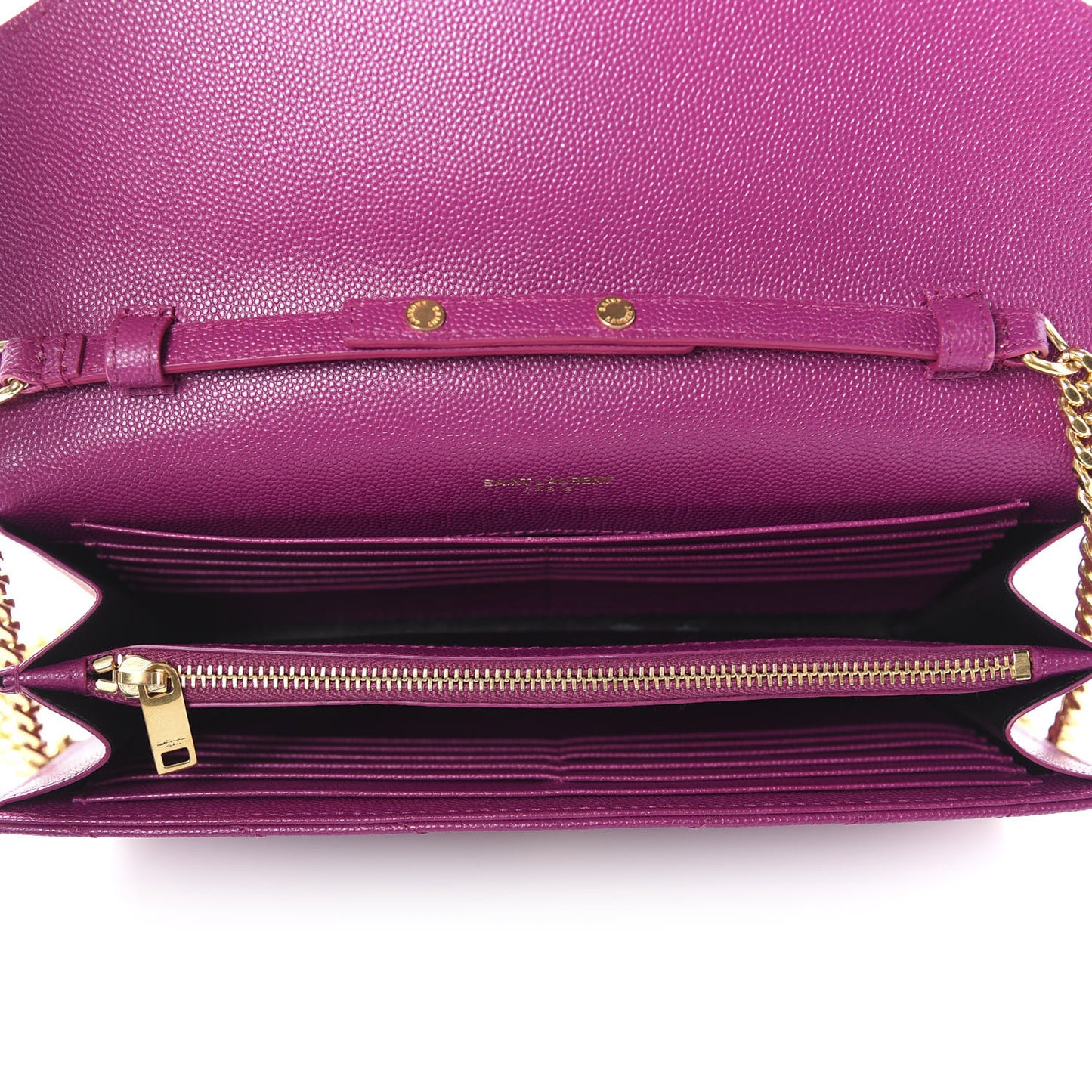 Grain De Poudre Matelasse Chevron Monogram Chain Wallet Dark Grape