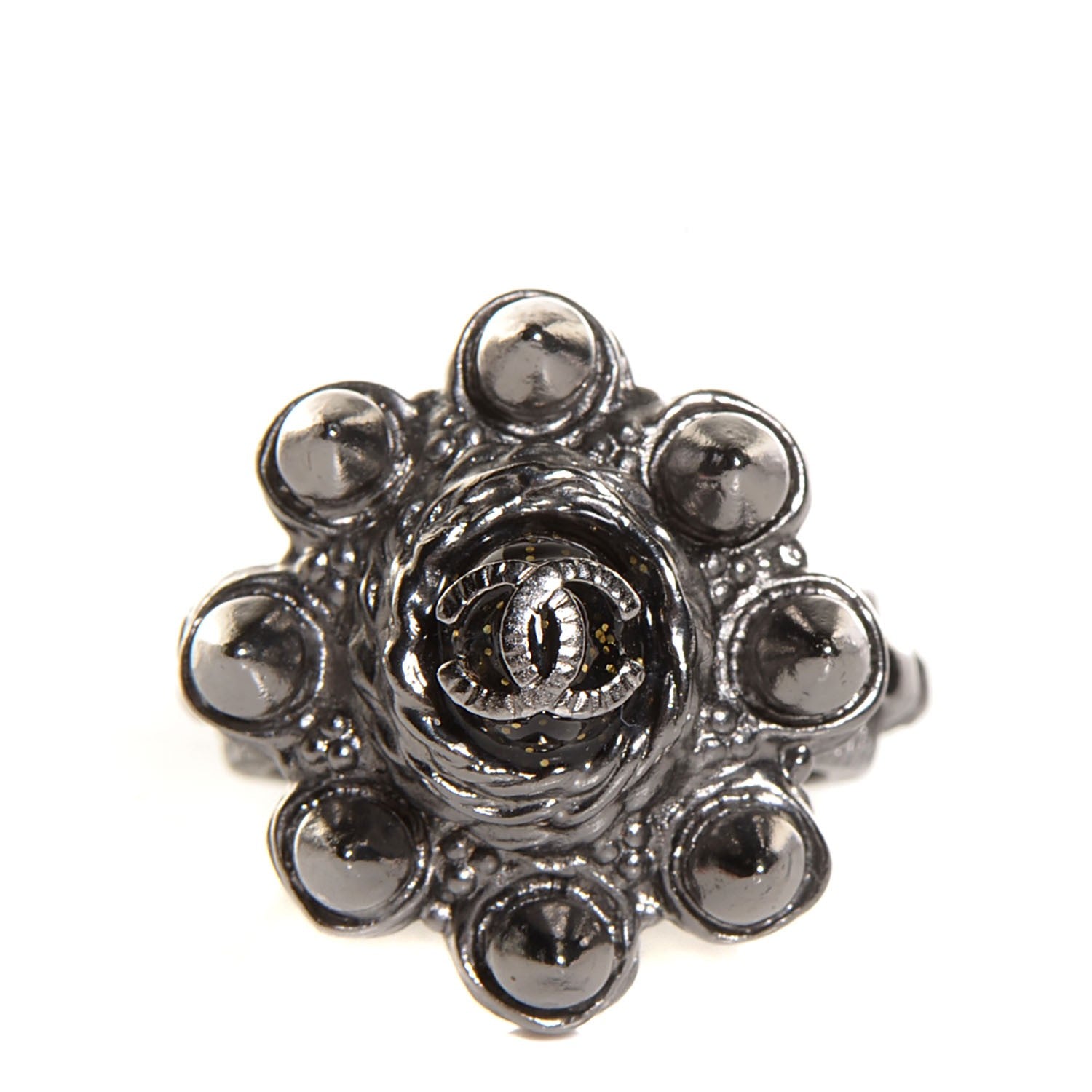 Chanel Studded CC Ring 7 Ruthenium 1 of 6