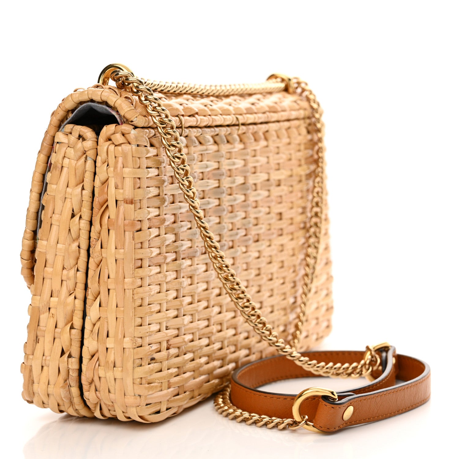 Gucci Glazed Wicker Small Cestino Shoulder Bag Natural 3 of 16