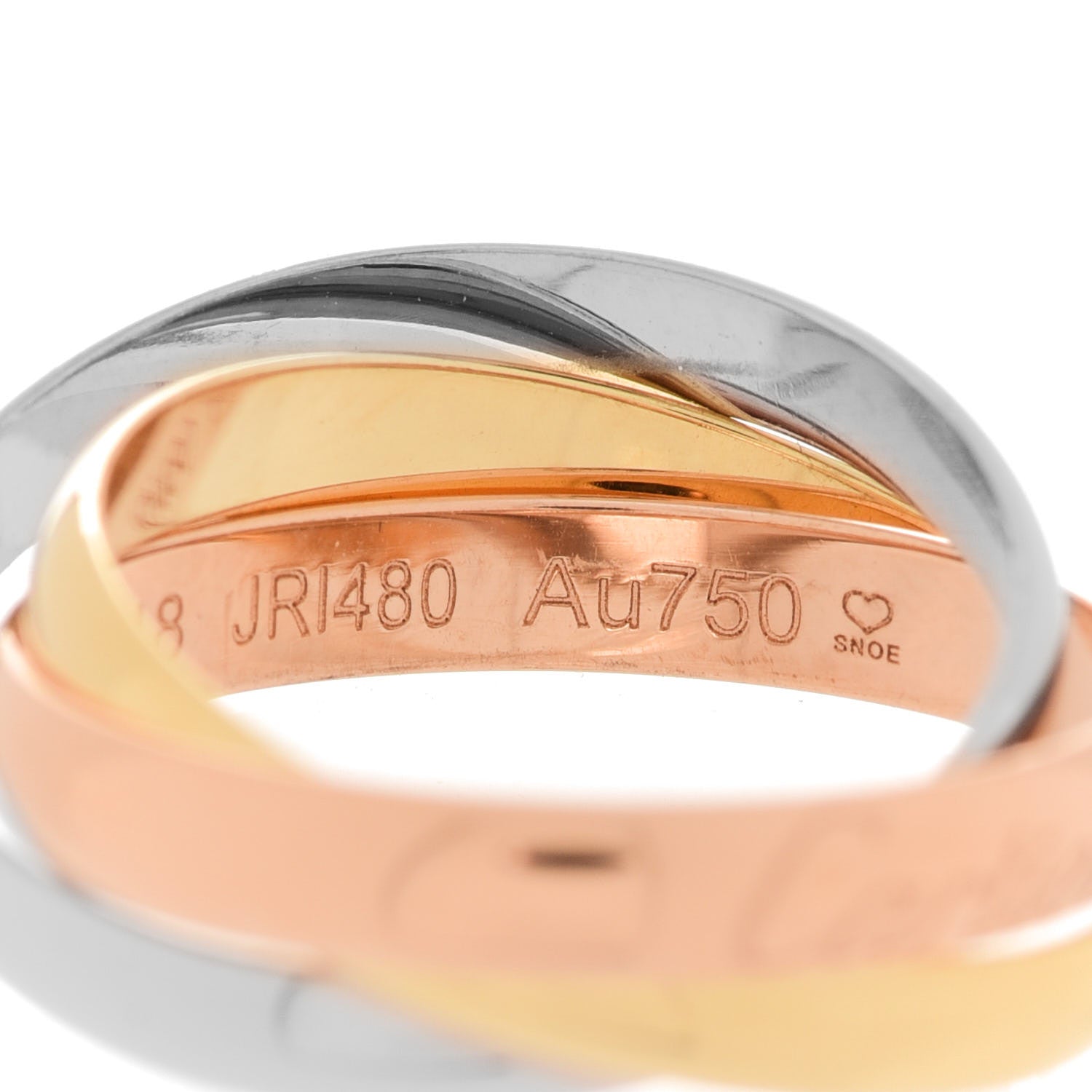 Cartier 18K Pink Yellow White Gold Classic Trinity Ring 48 4.5 5 of 7