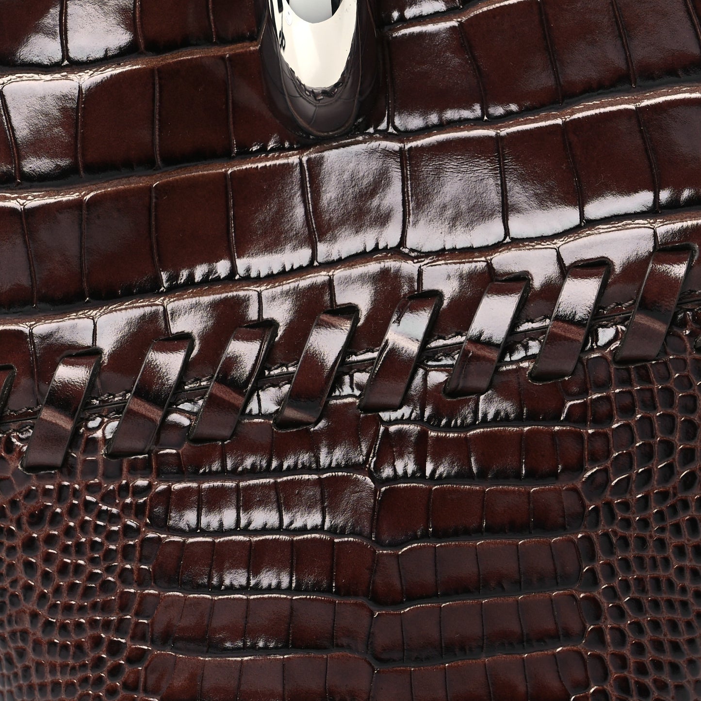 Calfskin Crocodile Embossed Le Petit Bambola Midnight Brown