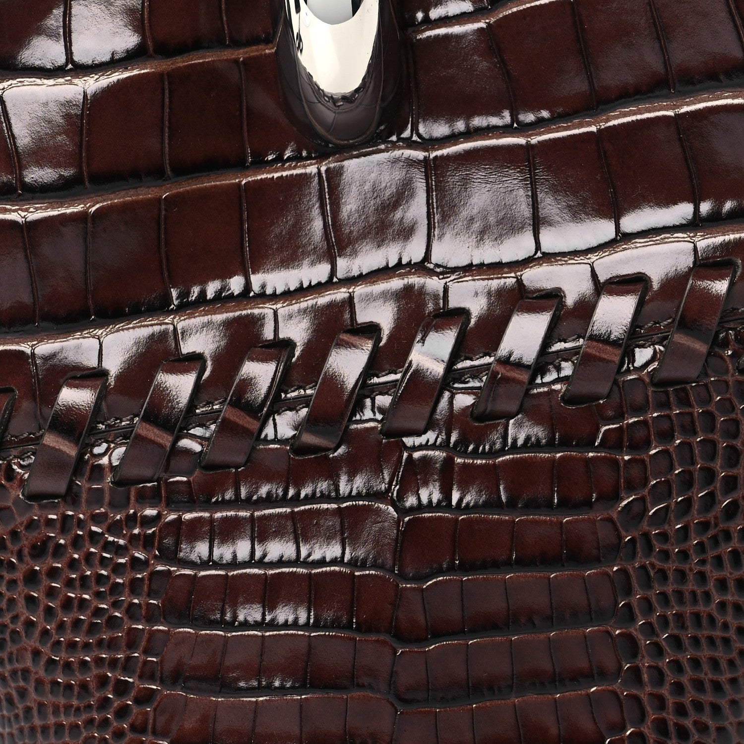 Jacquemus Calfskin Crocodile Embossed Le Petit Bambola Midnight Brown 7 of 9