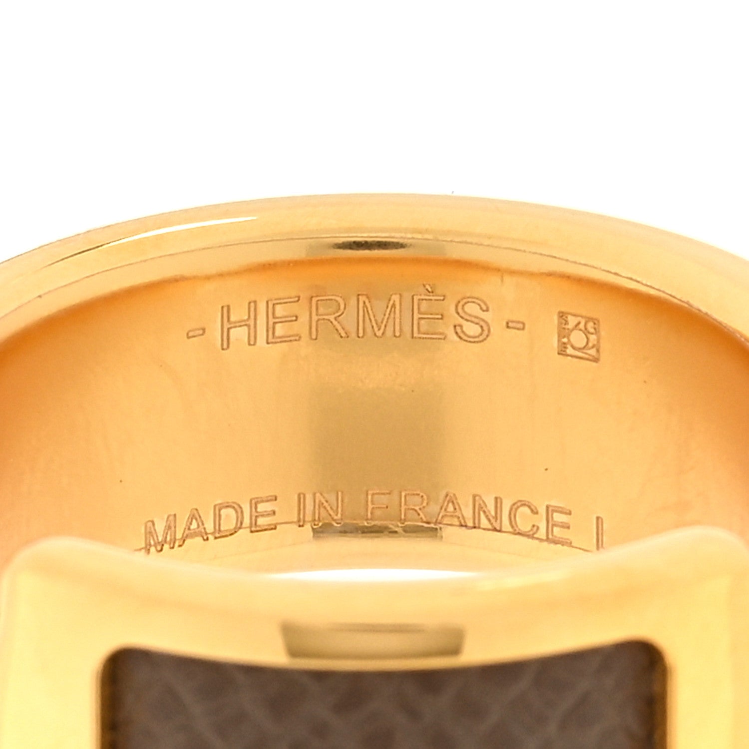 Hermes Madame Calfskin Olympe Ring L 56 7.5 Etoupe 4 of 4